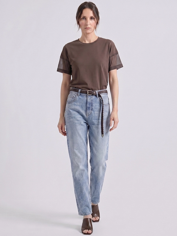 футболка Brunello Cucinelli M0T81BX800 цвет коричневый