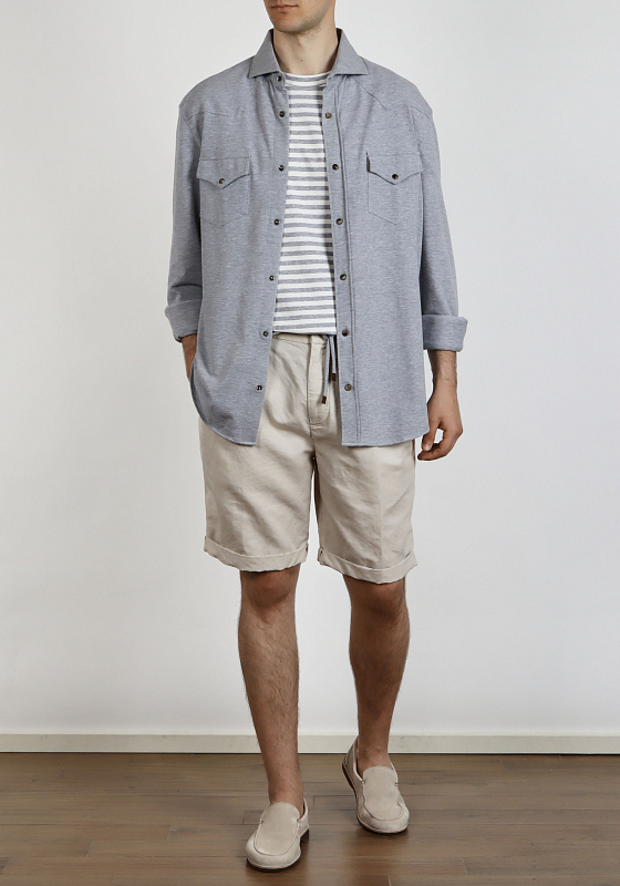 рубашка трикотажная Brunello Cucinelli M0T636666 цвет серый