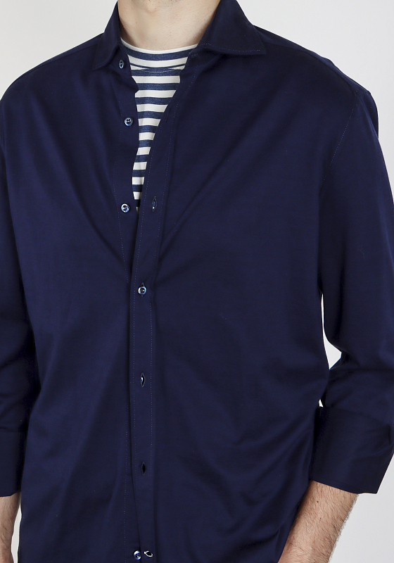 рубашка трикотажная Brunello Cucinelli MTS406686 цвет темно-синий