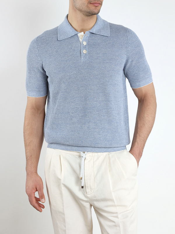 поло Brunello Cucinelli M2L707705 цвет голубой