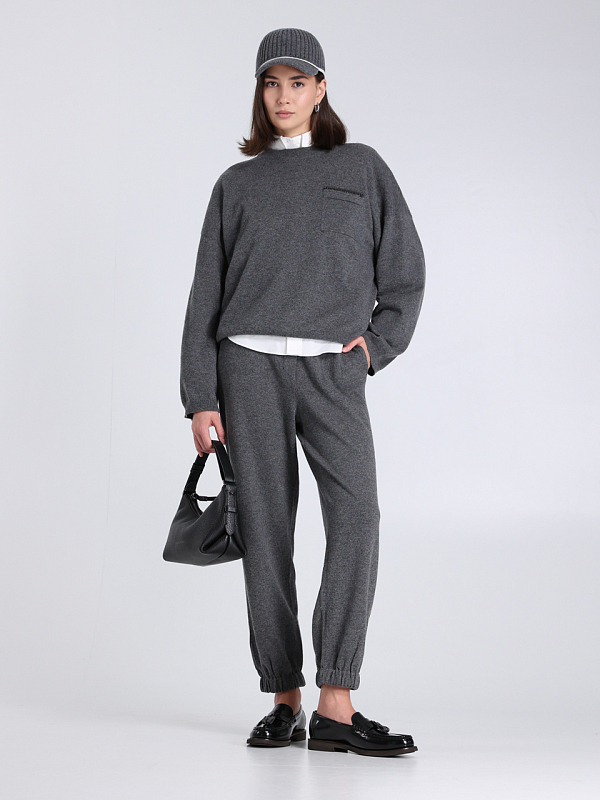 брюки трикотажные Brunello Cucinelli M12136999 цвет темно-серый