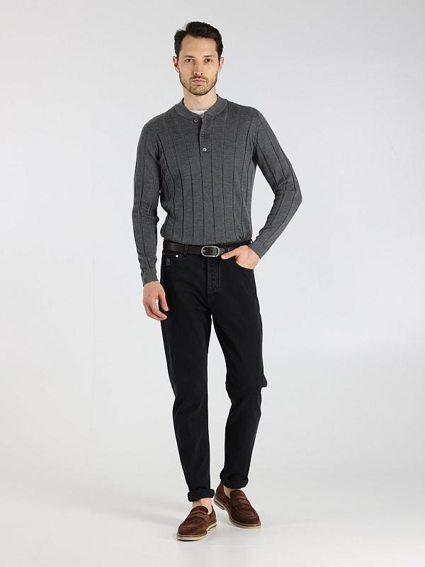 джемпер поло Brunello Cucinelli M23805101 цвет серый