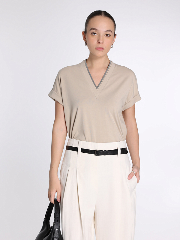 футболка Brunello Cucinelli M0T18BD222 цвет светло-бежевый