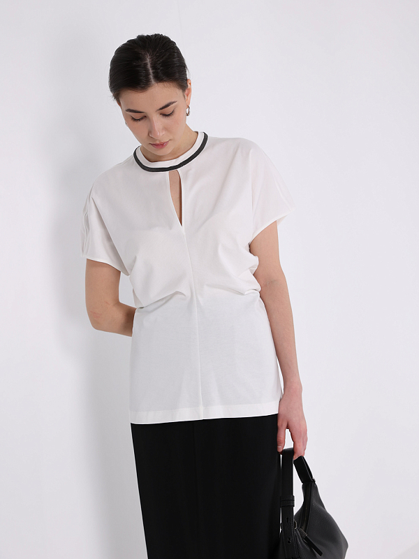 футболка Brunello Cucinelli M0T81HB400 цвет белый