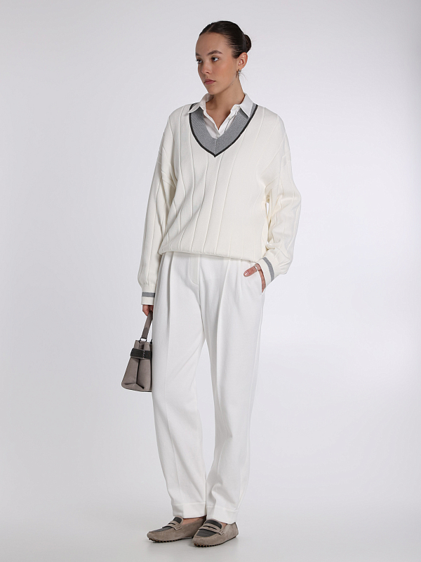 пуловер Brunello Cucinelli M19755402 цвет белый