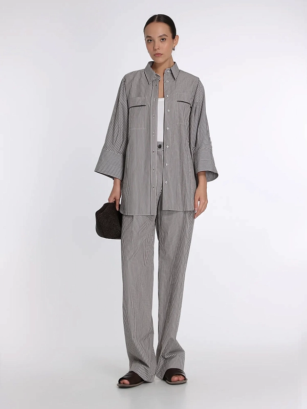 брюки Brunello Cucinelli MH768P8827 цвет шоколадно-белый