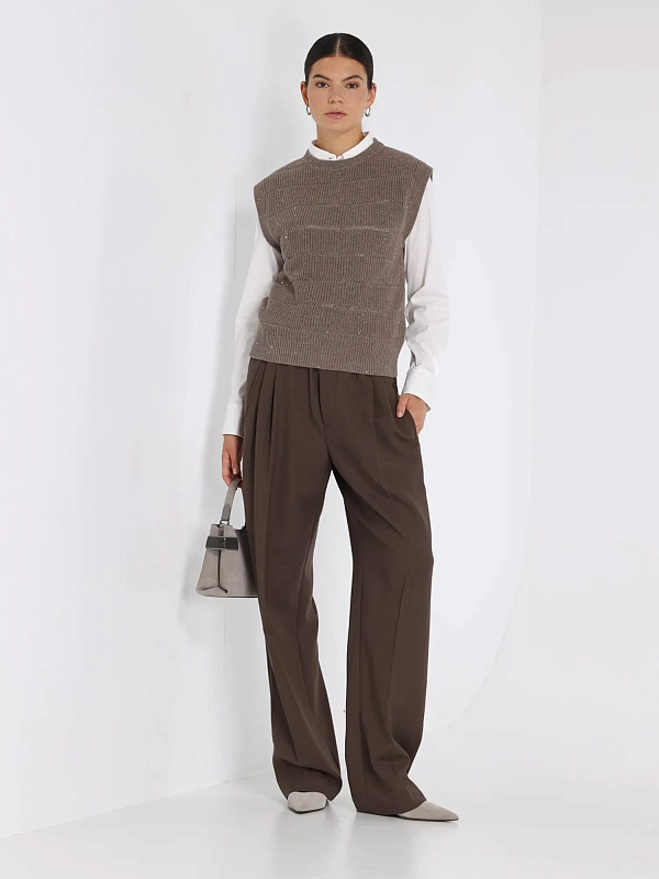 жилет трикотажный Brunello Cucinelli MBM738210P цвет светло-коричневый