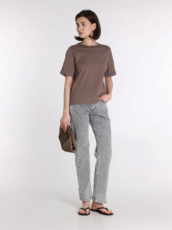 футболка Brunello Cucinelli M0T81BZ100 цвет кофе