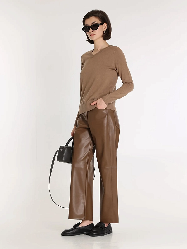 брюки эко Max Mara SMMSORRISO цвет коричневый