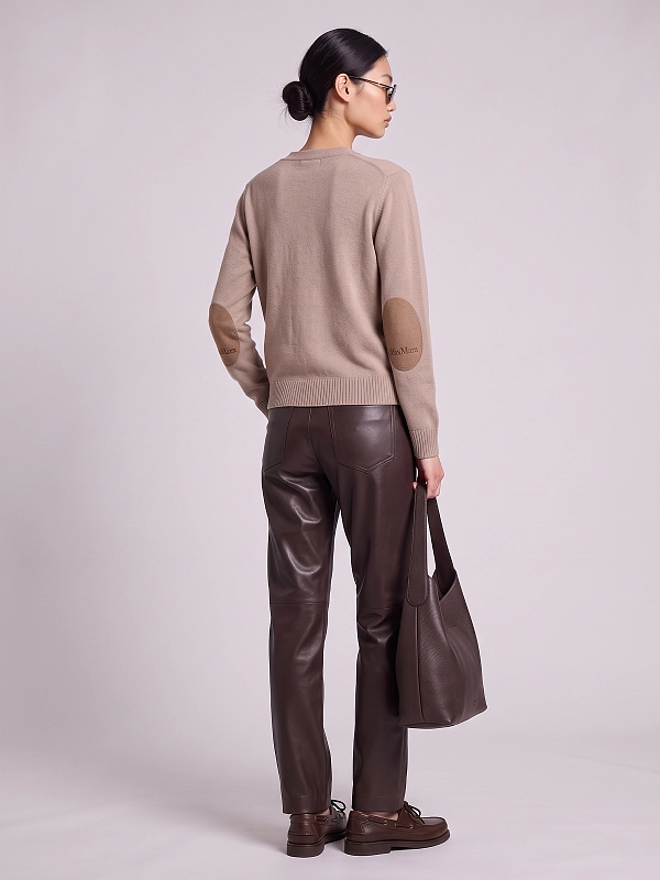 брюки эко Max Mara SMMSOSPIRO цвет коричневый