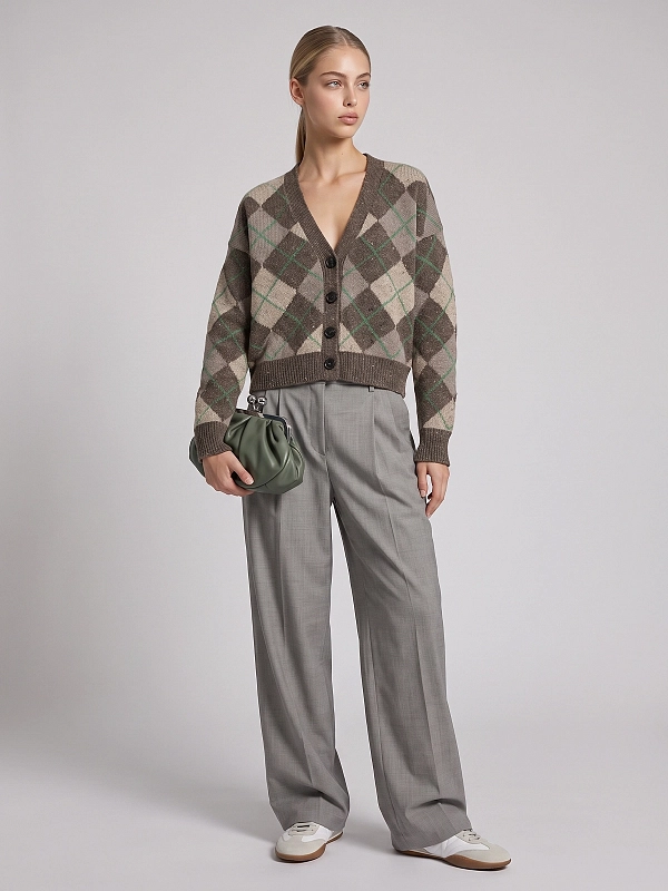 кардиган Max Mara Weekend WKDABILE цвет коричнево-зеленый