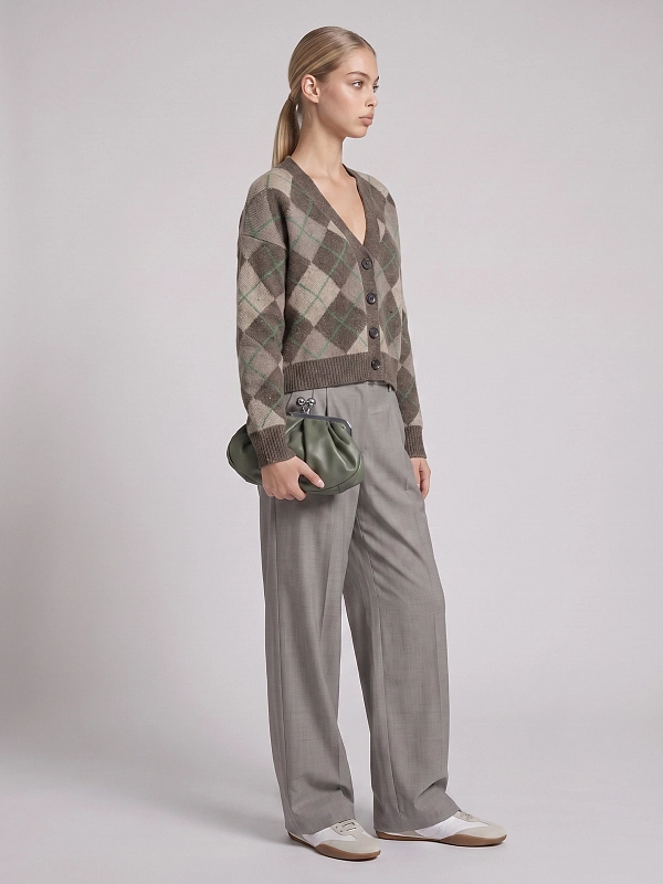 кардиган Max Mara Weekend WKDABILE цвет коричнево-зеленый